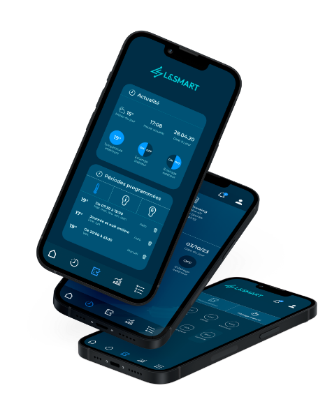 Différentes vues de l'interface L&Smart pour optimiser le pilotage énergétique des bâtiments tertiaires.