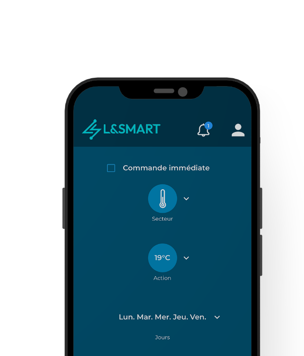 Interface version mobile L&Smart pour commander à distance