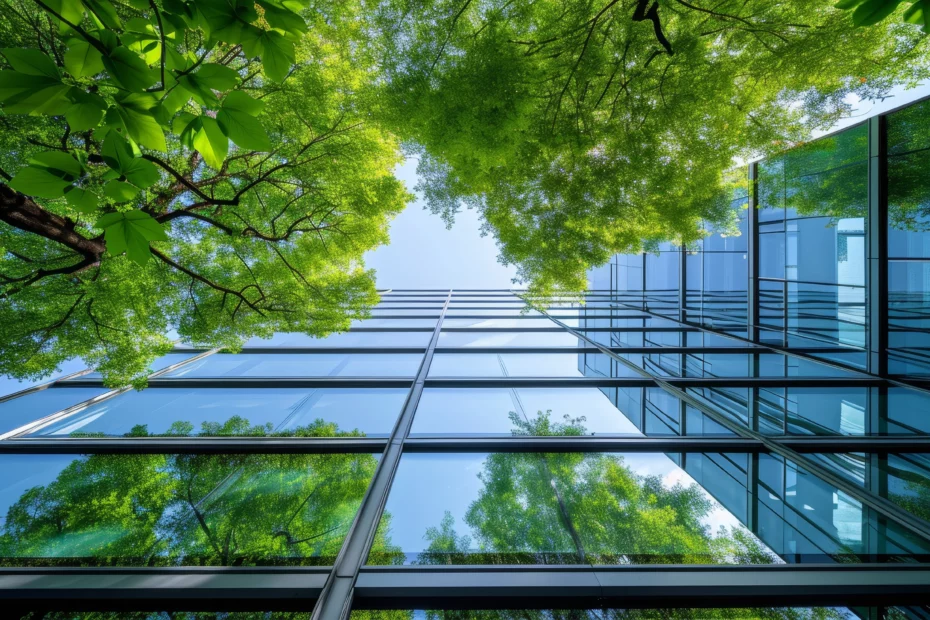 vue dessous bâtiments vitrés gtb