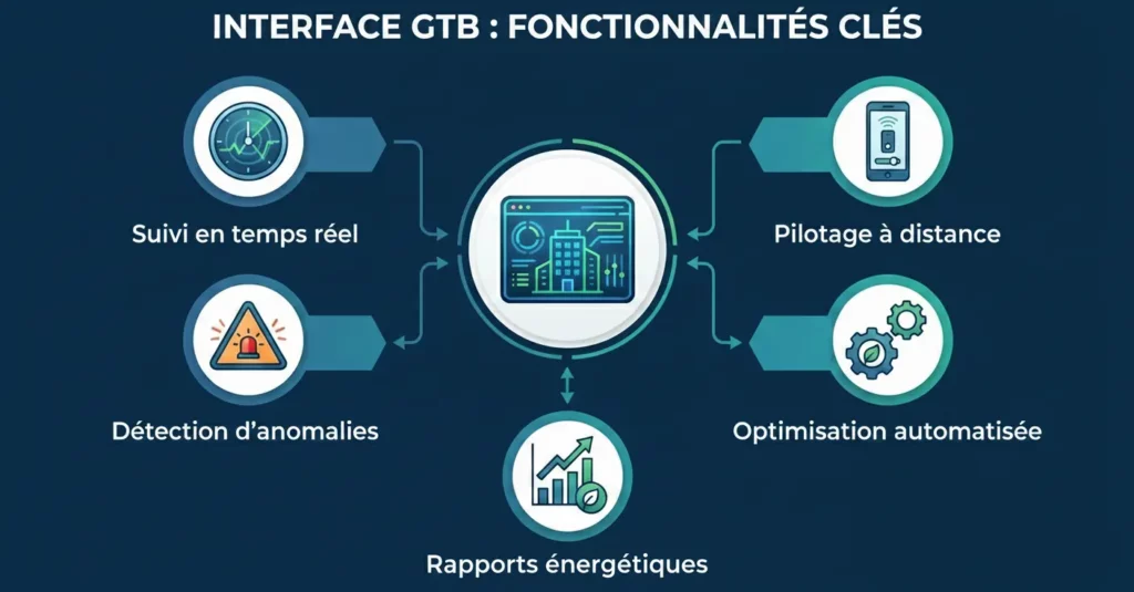 Infographie fonctionnalités clés interface GTB