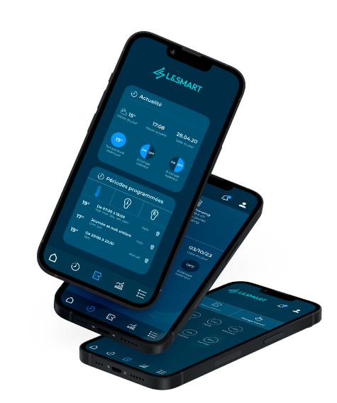 Diferentes vistas de la interfaz L&Smart para optimizar la gestión energética de los edificios terciarios.