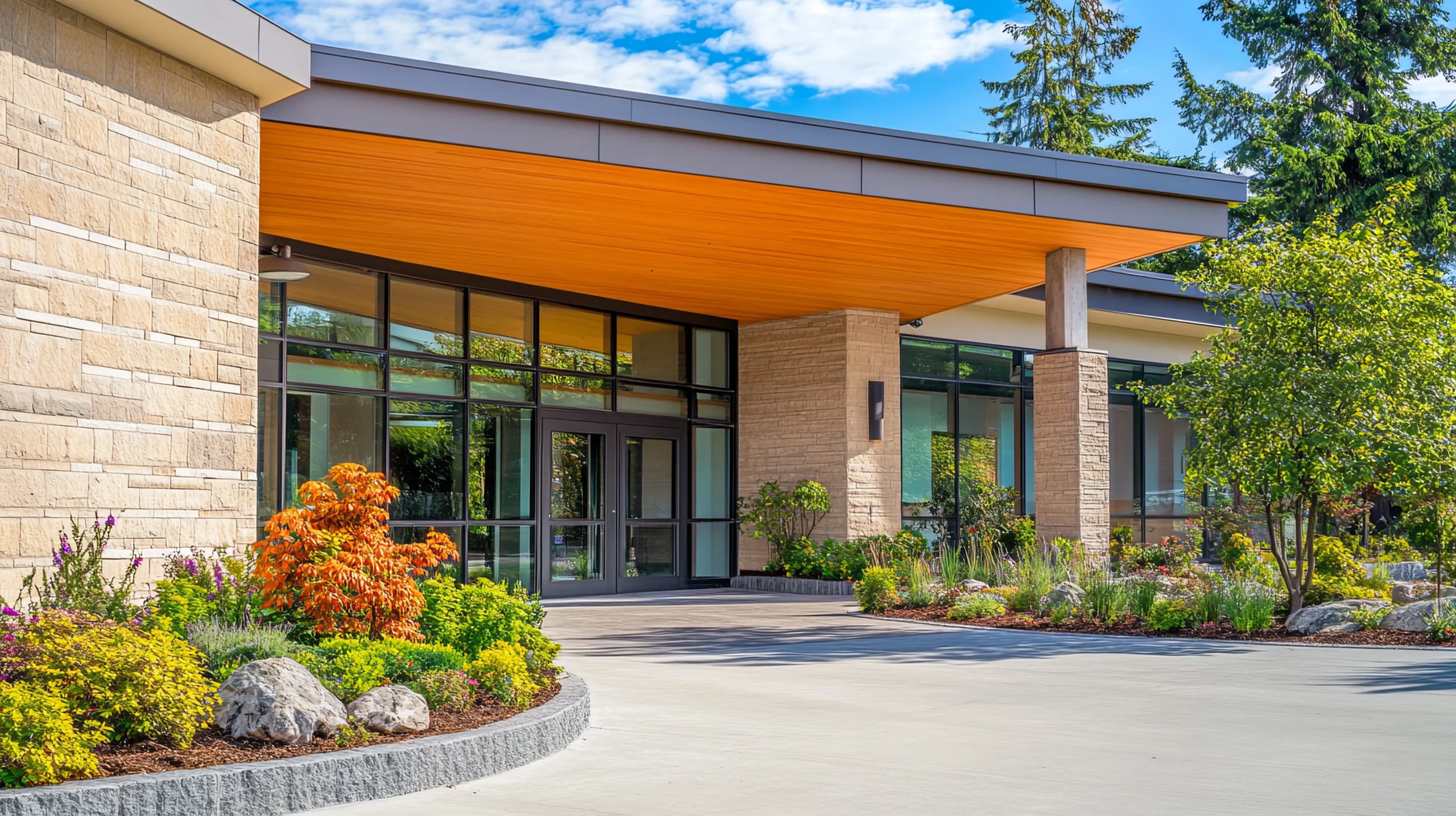 Fachada de un centro residencial para personas mayores con control BMS